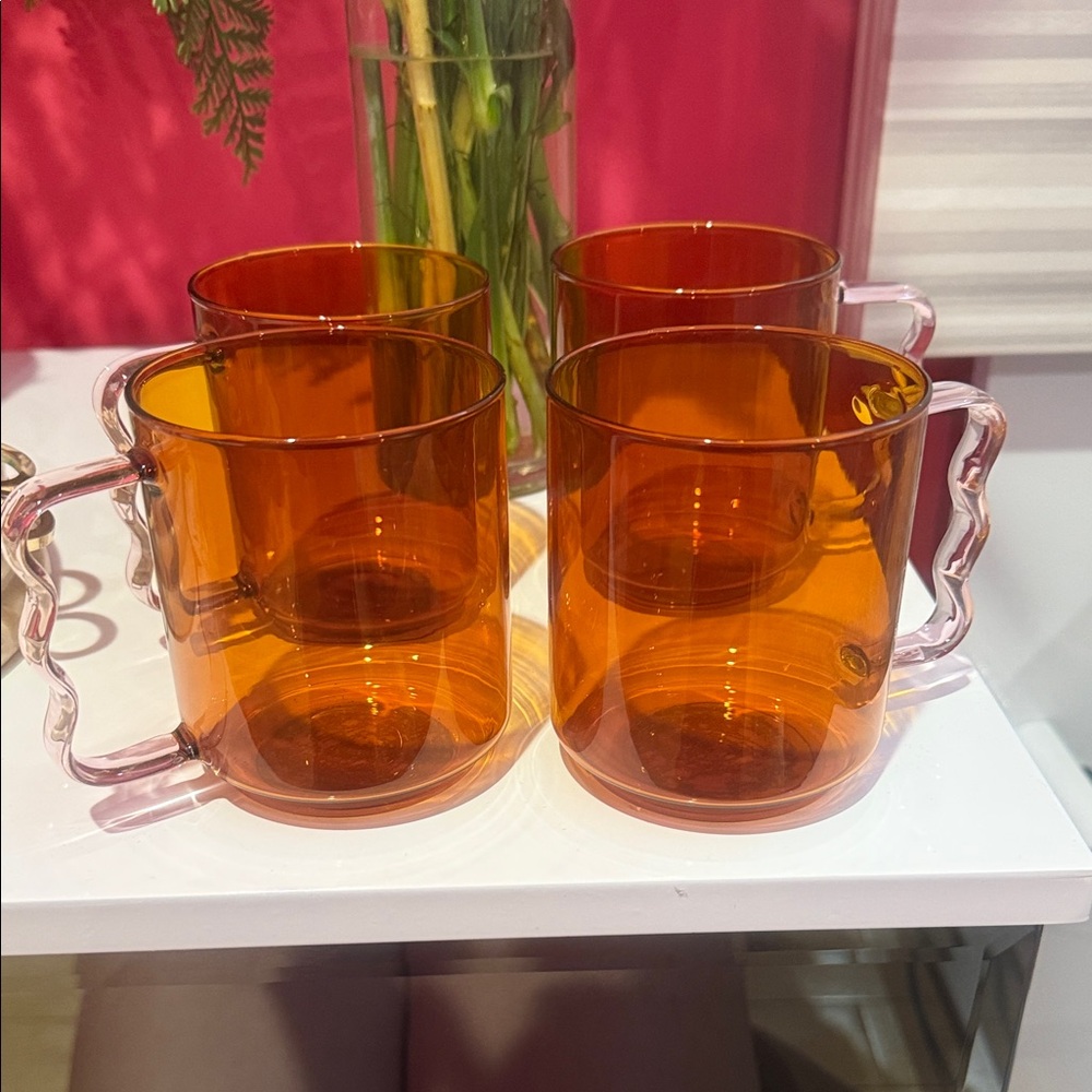 Amber Glass Mug Set set of 4 Room Essentials